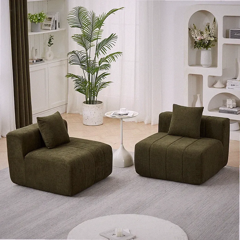 Chenille Modular Sectional Sofa with Pillows for Living Room