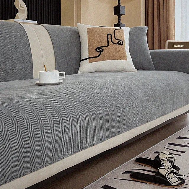 Chenille Sectional Couch Covers, Herringbone Sofa Covers Washable for Dogs, F...