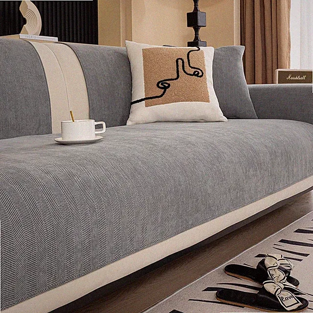 Chenille Sectional Couch Covers, Herringbone Sofa Covers Washable for Dogs, F...