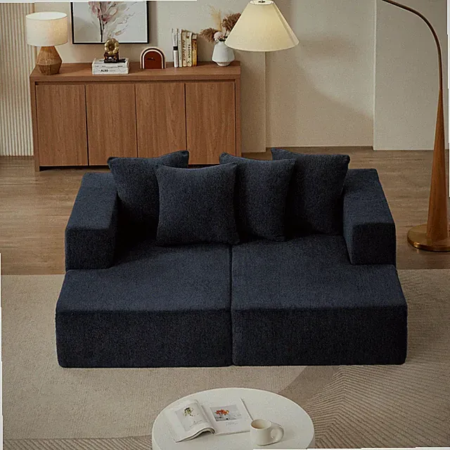 Chenille Sectional Sofa– Modern Upholstered Chaise with Plush Seating, Fixed Cu