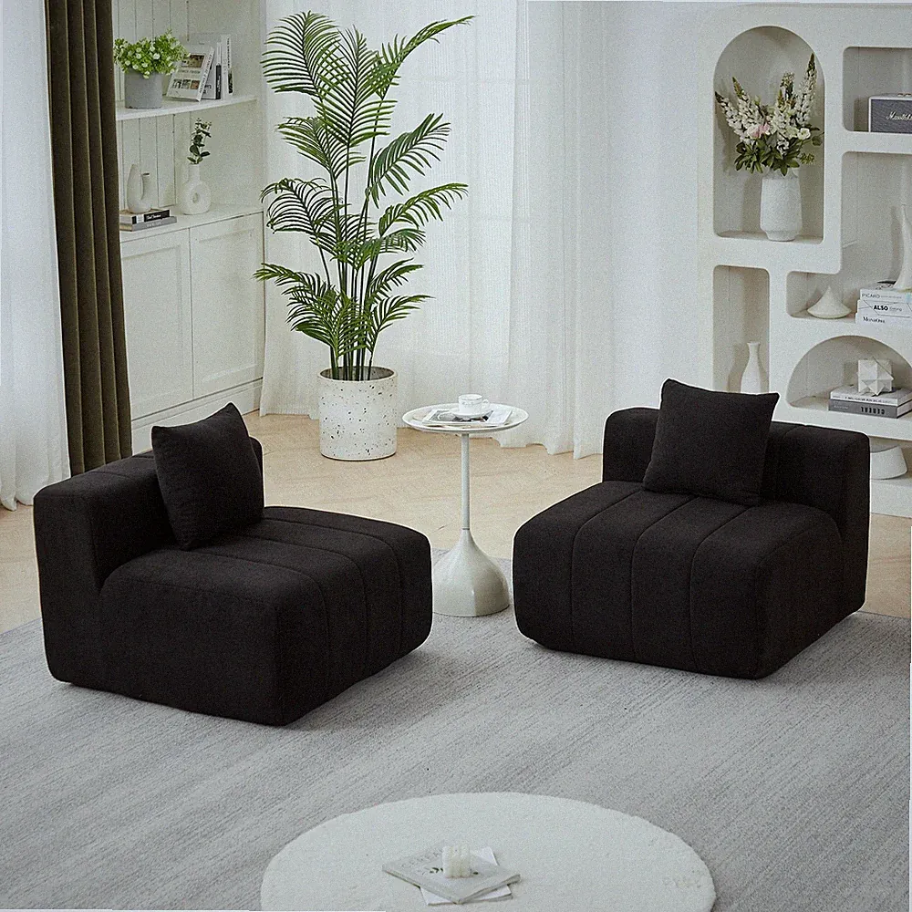Chenille sectional sofa w/2 pillows,Symmetrical Modular Sofa Sectional for bedr