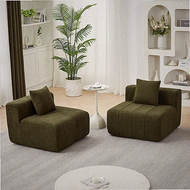 Chenille sectional sofa with 2 pillows,Symmetrical Modular Sofa Sectional for