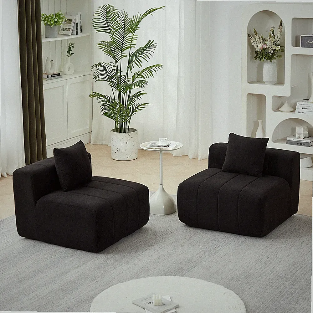 Chenille sectional sofa with 2 pillows,Symmetrical Modular Sofa Sectional for be