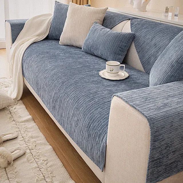Chenille Sofa Couch Cover Anti-Slip Slipcover for Armchair Loveseat 3 Seat Sofa