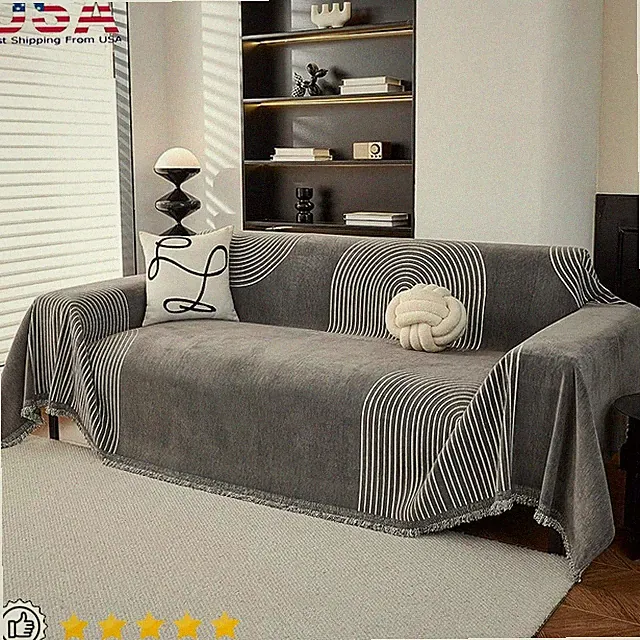 Chenille Sofa Cover Couch Protector Pets Easy Install Washable Blanket New