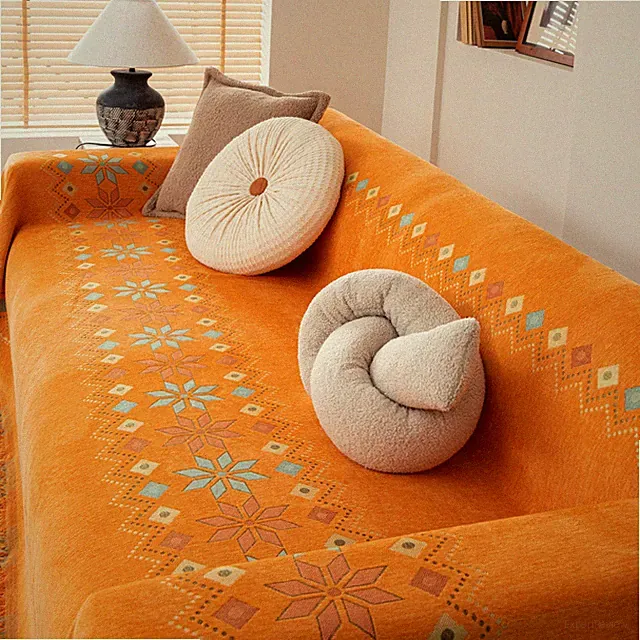 Chenille Sofa Cover Couch Throw Blanket Furniture Protector w/ Tassels for Dogs