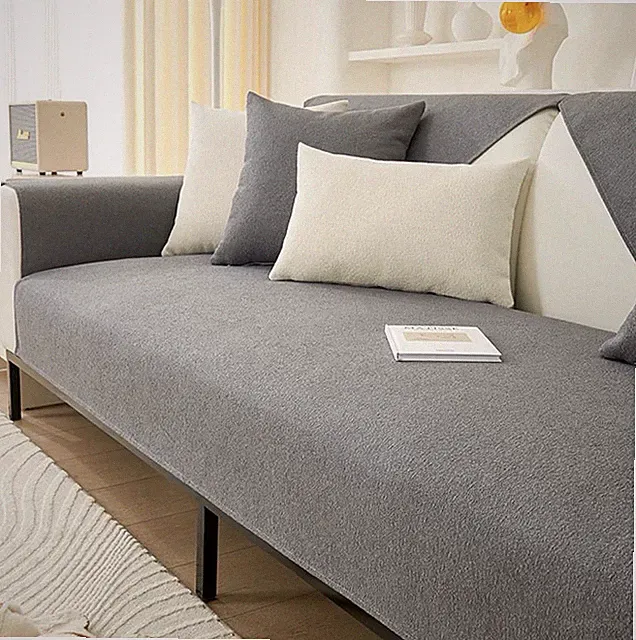 Chenille Sofa Cover Light Grey 35"x82" Anti-Scratch Cat Dog Protector NEW