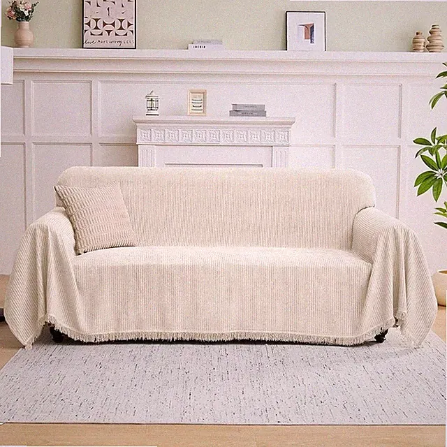 Chenille Sofa Cover Luxury Vertical Stripes Easy Installation Protector Pets New