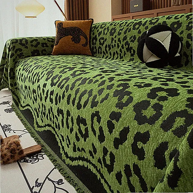 Chenille Sofa Cover Reversible Scratch Resistant Pet Friendly Tassel Couch Throw