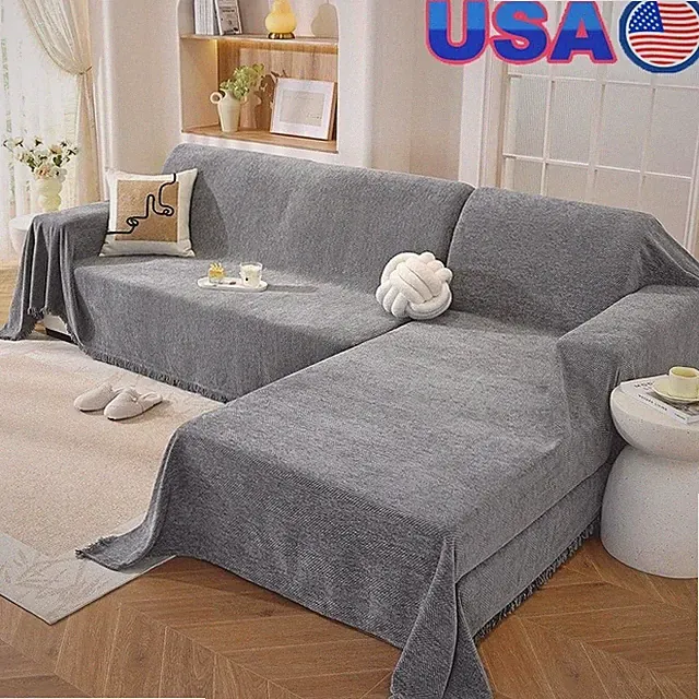 Chenille Sofa Cover Sectional Couch Protector Soft Anti Scratch Washable Cover