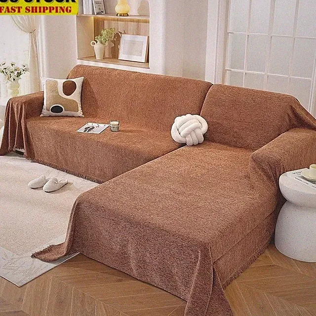 Chenille Sofa Cover Set 2 Pieces Sectional Couch Protector Anti Scratch Washable