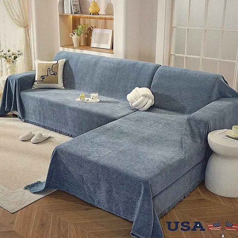 Chenille Sofa Cover Set Stretch Slipcover Full Protection Easy Care Pet Friendly