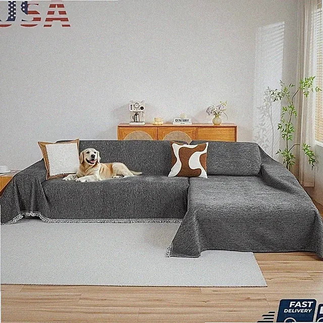 Chenille Sofa Covers 2 Piece Durable Furniture Protector Easy Care Soft New