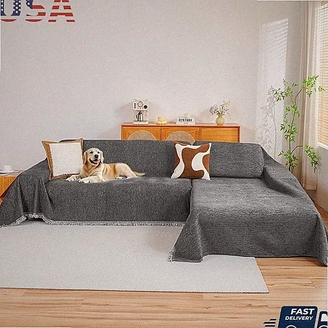 Chenille Sofa Covers 2 Piece Durable Furniture Protector Easy Care Soft New