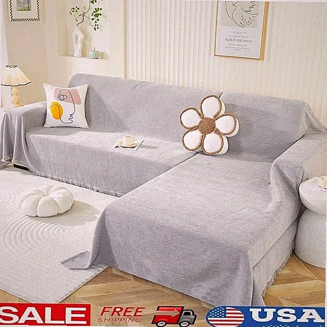 Chenille Sofa Covers Set 2 Pieces Soft Durable Seat Protector Stretch Slipcover