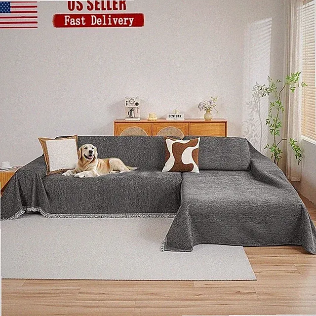Chenille Sofa Covers Set of 2 Durable Soft Anti-Slip Furniture Protector New