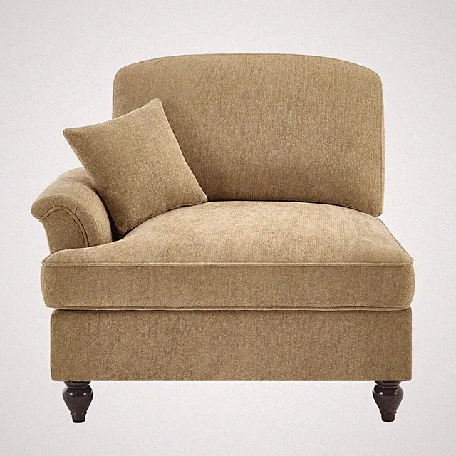 Chenille Sofa w/ Removable Ruffles, Mid-Century Style, Light Coffee, Free Ship