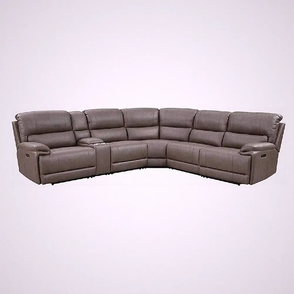 Chern Power Motion Recliner Sectional Sofa- 2 Cupholder Brown 120 Inch