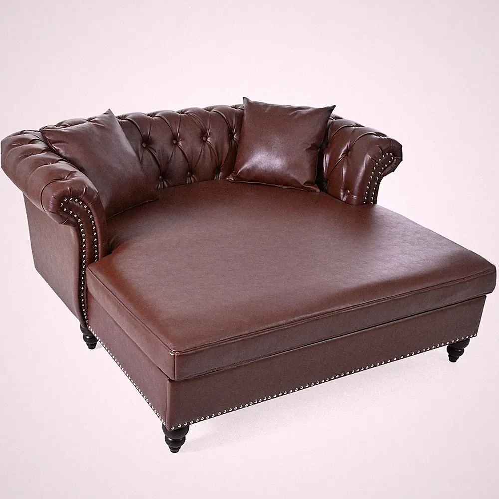 Chesterfield Faux Leather Sofa Chaise Lounge Button Tufted Couch Loveseat