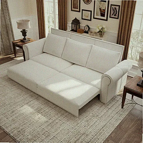 Chesterfield Sofa,93.7" King Pull Out Sofa Bed,3-in-1 Velvet Convertible Sleep