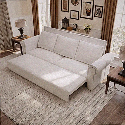 Chesterfield Sofa,93.7" King Pull Out Sofa Bed, 3-in-1 Velvet Convertible Sleepe