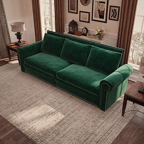 Chesterfield Sofa,93.7" King Pull Out Sofa Bed,3-in-1 Velvet Convertible Sleepe