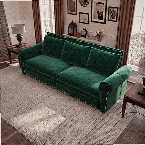 Chesterfield Sofa,93.7" King Pull Out Sofa Bed,3-in-1 Velvet Convertible Sleeper