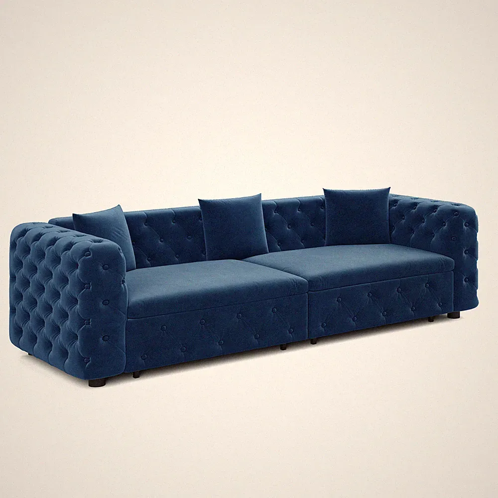 Chesterfield Velvet Pull Out Convertible Sofa Bed Button Tufted Sleeper Couch