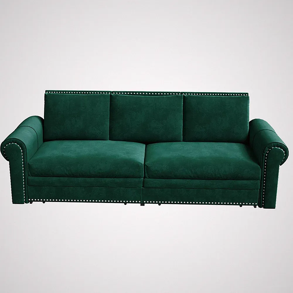 Chesterfield Velvet Pull Out Sofa Bed Convertible Sleeper Couch Chaise Lounge