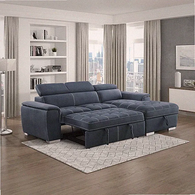 Cheyenne Blue Convertible Sectional Sofa with Right Chaise & Sleeper功能