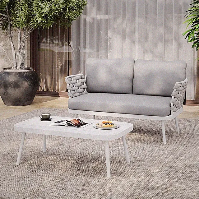 Chic 2-Piece Patio Set with Cushions - Loveseat & Coffee Table Combo