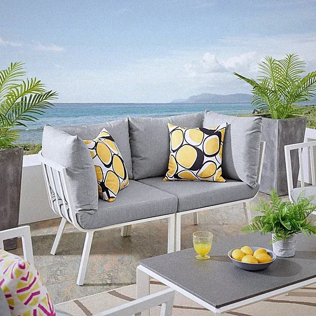 Chic 2-Piece White and Gray Riverside Outdoor Furniture Set