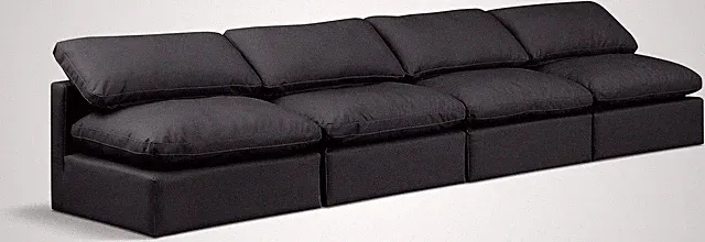 Chic Black Vegan Leather Modular Sofa - Indulge Collection 140" W