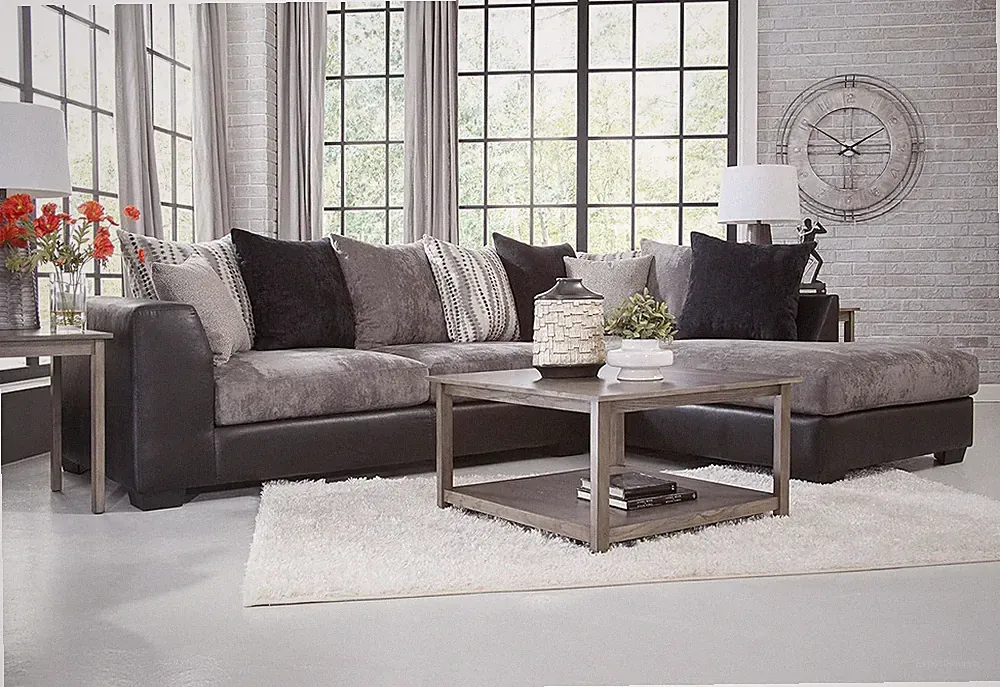 Chic Charcoal & Black L-Shaped Sectional Sofa for Maximum Comfort