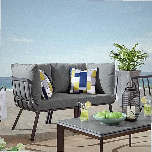 Chic Gray Charcoal 2-Piece Outdoor Furniture Set for Stylish Patios