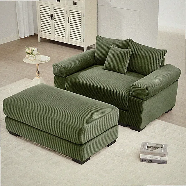 Chic Green Modular Sectional Sofa with Plush Armrests & Cozy Pillows
