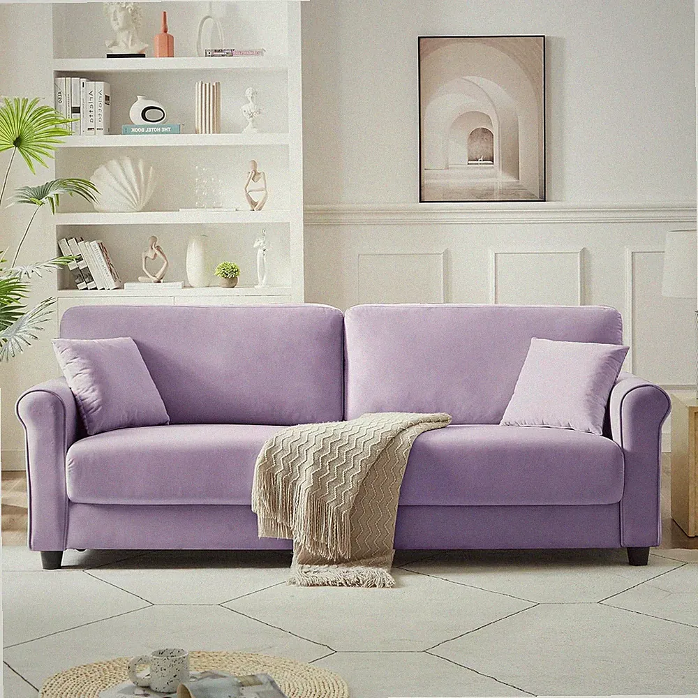 Chic Light Purple Velvet Loveseat - Stylish 2-Seater Sofa for Any Space