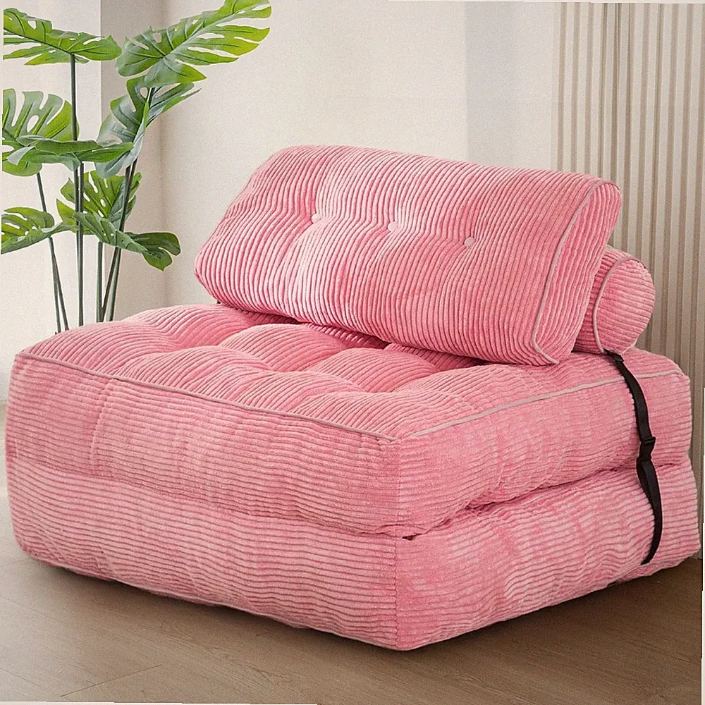 Chic Pink Folding Sofa Bed - Stylish and Functional for Small Living Areas