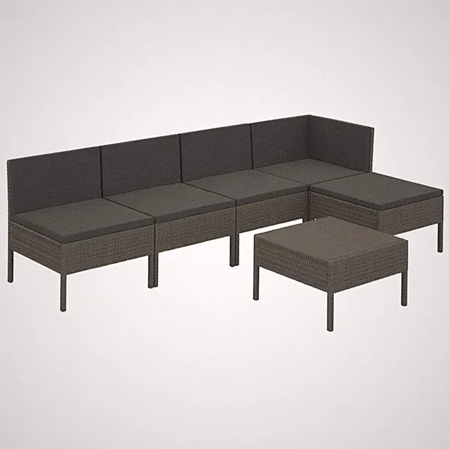 Chill 9-Piece Outdoor Lounge Set with Cushions, Grey Poly Rattan vidaXL