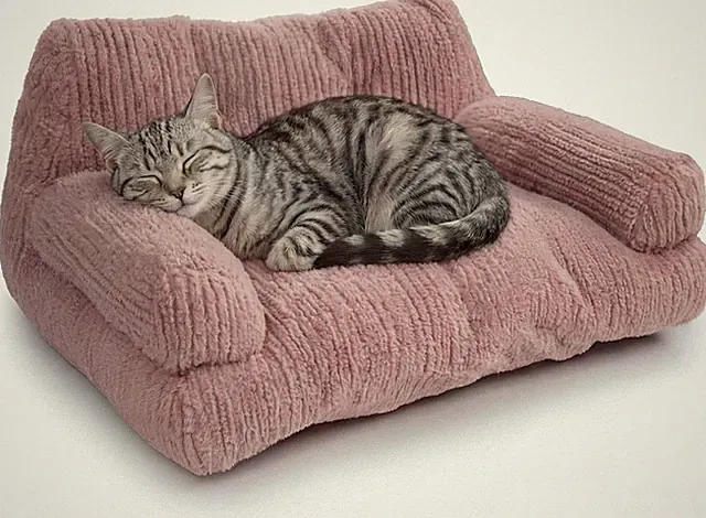 Chillin’ Cat Couch 3-Sided Plush Sofa W/ High-Loft Polyfill & Bolsters