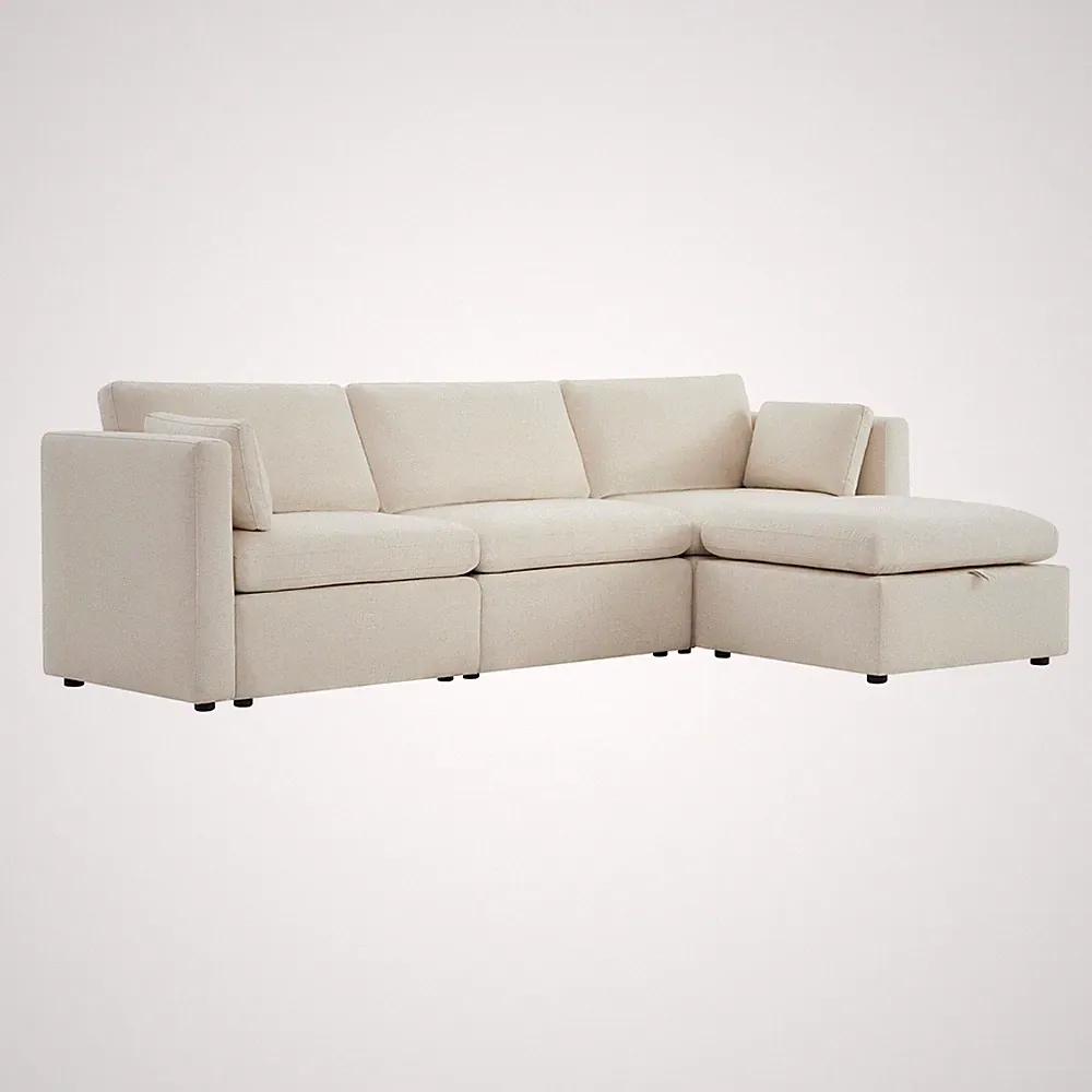 CHITA 112" 4-PC L-Shaped, Oversized Comfy Modular Sectional w/ Storage Ottoman