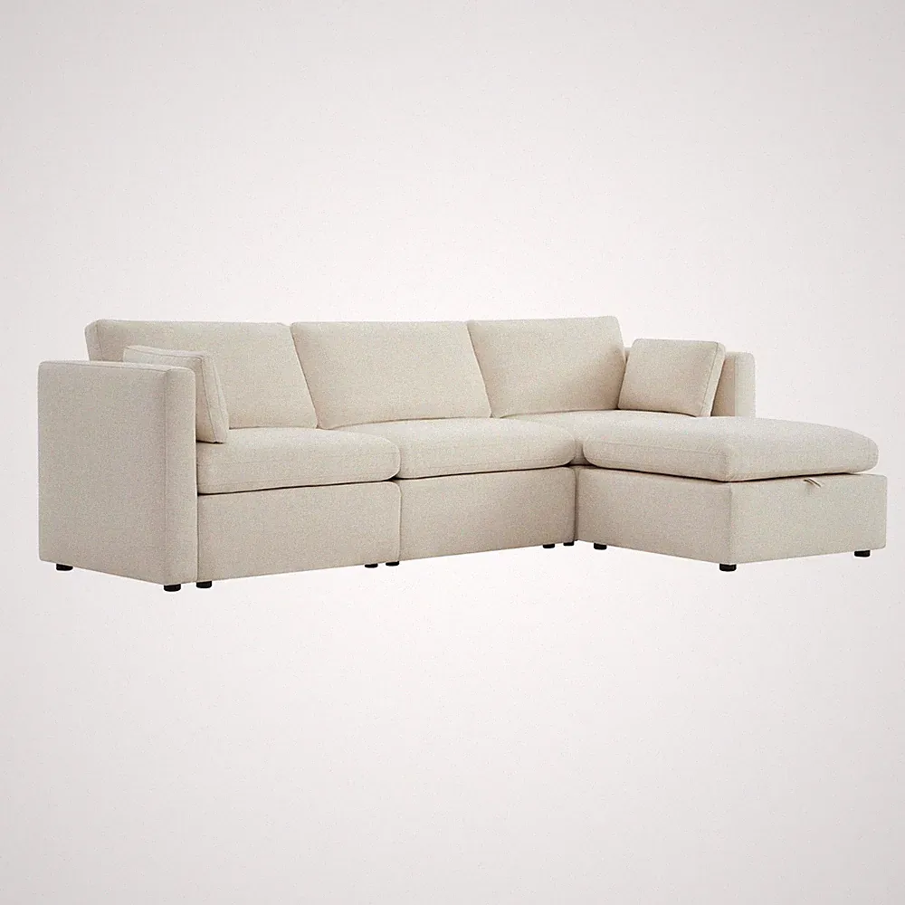 CHITA 112" 4-PC L-Shaped, Oversized Comfy Modular Sectional w/ Storage Ottoman
