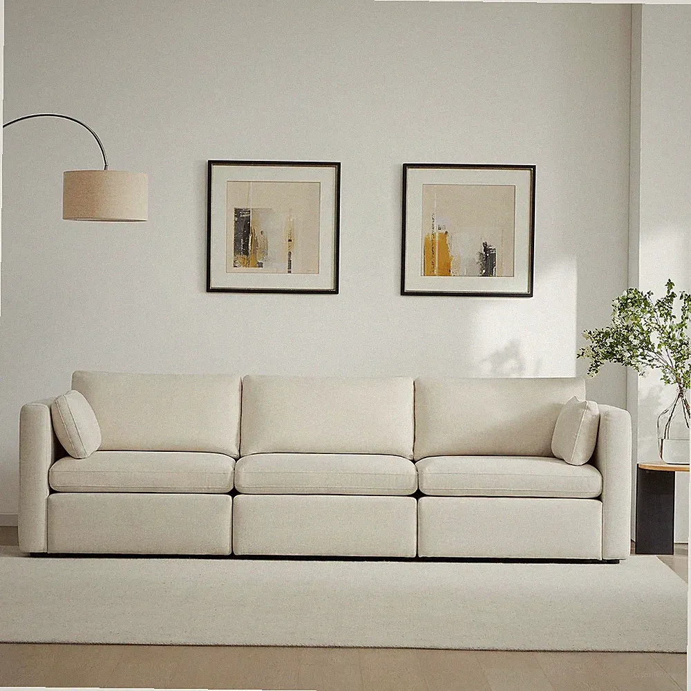 CHITA 112" Modular Sectional Sofa, 3 Seat Modular Couch, Linen