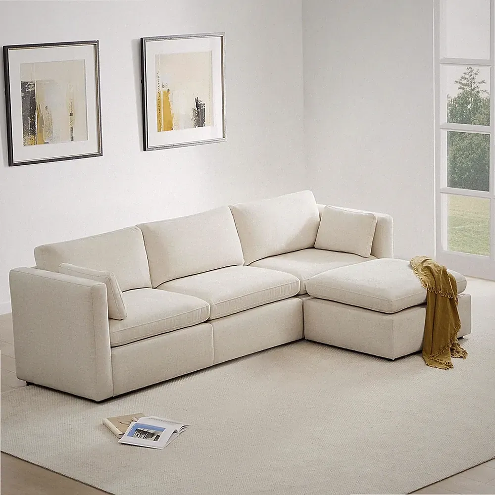 CHITA 112" Modular Sectional Sofa, 4 Seat Modular Couch, Linen