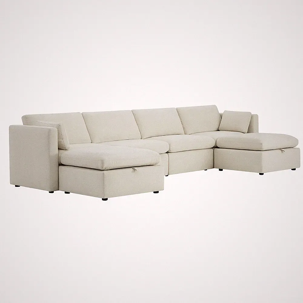 CHITA 146" 6-PC U-Shaped, Oversized Comfy Modular Sectional w/ Storage Ottomans