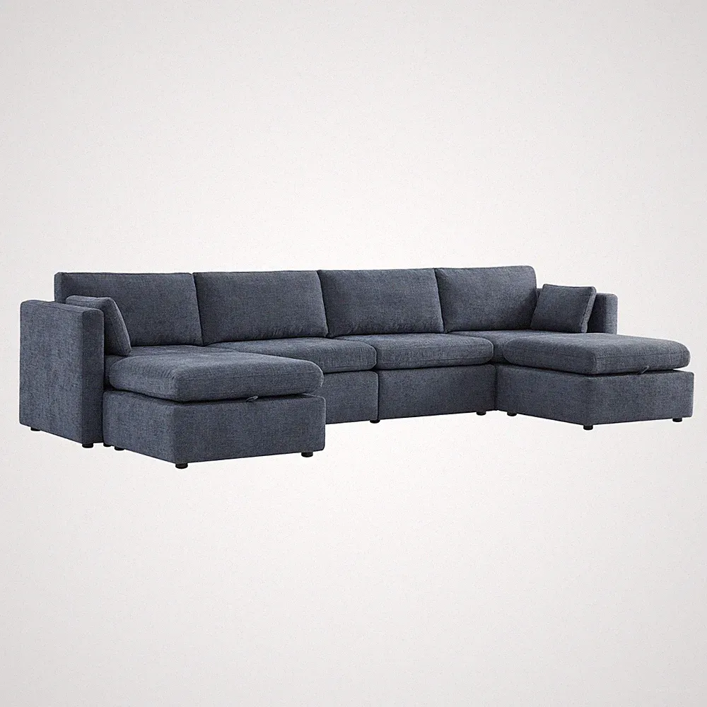 CHITA 146" U-Shaped, Oversized Comfy Modular Sectional w/ Storage Ottomans