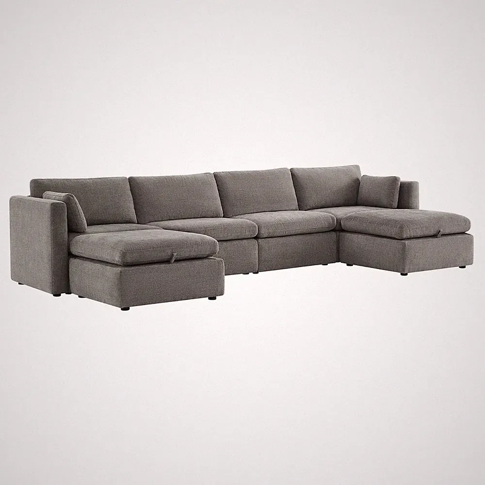 CHITA 146" U-Shaped, Oversized Comfy Modular Sectional w/ Storage Ottomans