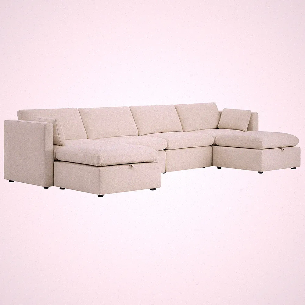 CHITA 146" U-Shaped, Oversized Comfy Modular Sectional w/ Storage Ottomans