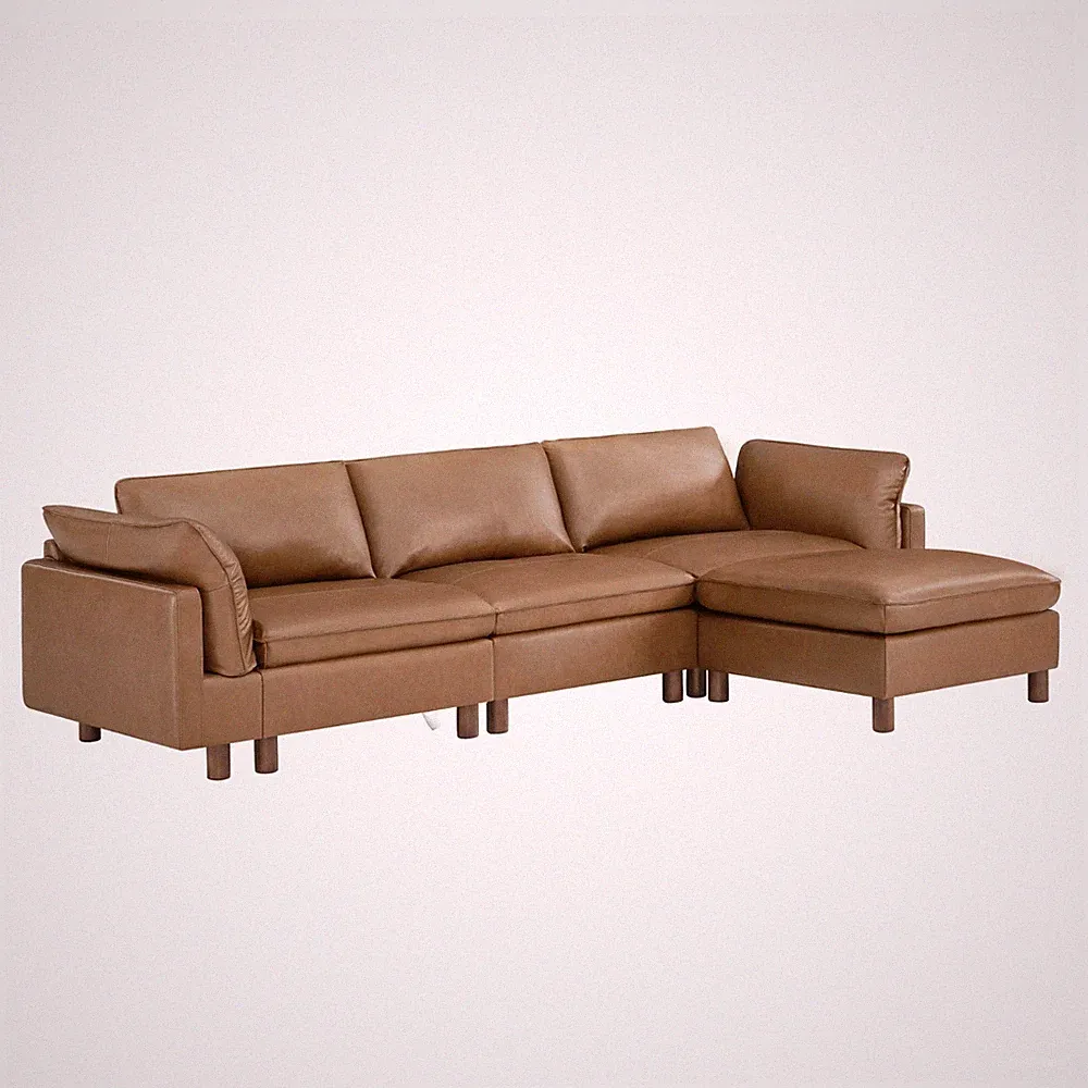 CHITA 161" Super Large Sectional Couches, Genuine Leather Modular Cloud Sofa