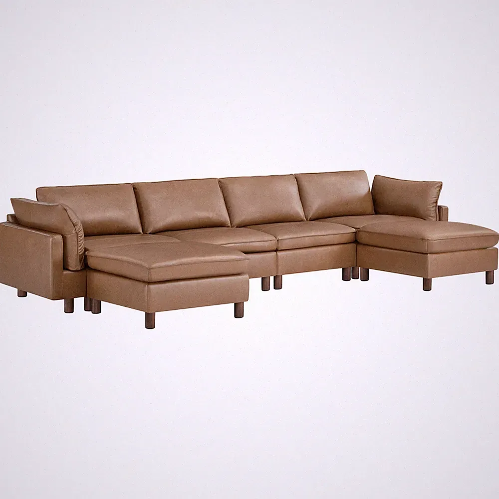 CHITA 161" Super Large Sectional Couches, Genuine Leather Modular Cloud Sofa
